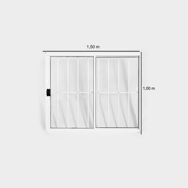 Encontraproduto.com.br - Janela De Correr 100x150cm Com Grade Plus Lux Esquadrias Branco