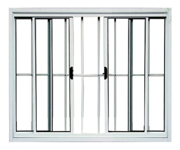 Janela de Correr 4 folhas Alumínio Branco com Grade 120x150cm