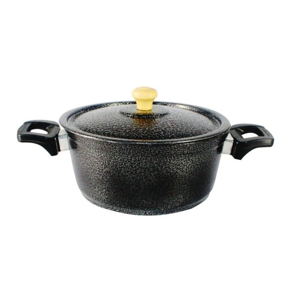 Encontraproduto.com.br - Caçarola de Alumínio Craqueada Alça Baquelite Preta 22cm