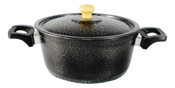 Encontraproduto.com.br - Caçarola de Alumínio Craqueada Alça Baquelite Preta 22cm