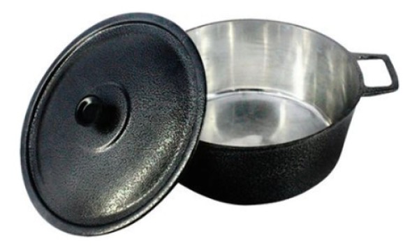 Encontraproduto.com.br - Caçarola Craqueada Alumínio Fundido e Tampa Preta 45cm