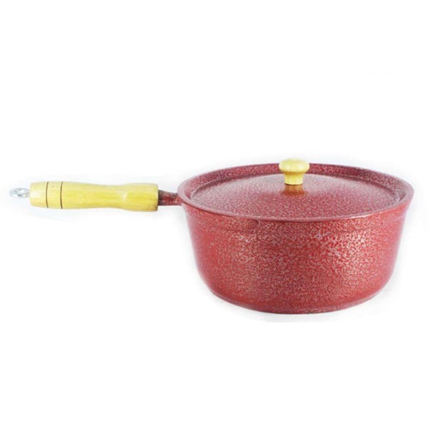 Encontraproduto.com.br - Caçarola de Alumínio Craqueada Cabo de Madeira Vermelha 16cm