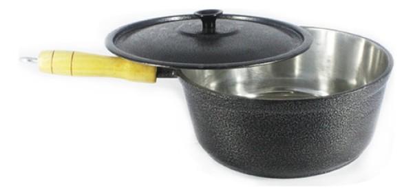 Encontraproduto.com.br - Caçarola de Alumínio Craqueada Cabo de Madeira Vermelha 16cm
