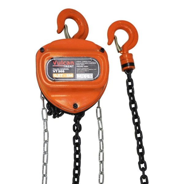 Talha Manual de Corrente 0,5 Toneladas 5 Metros VT505 Vulcan