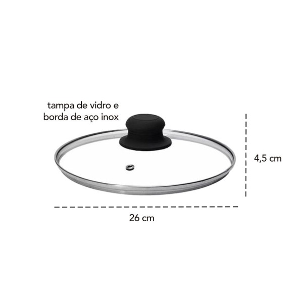 Encontraproduto.com.br - Tampa Avulsa De Vidro Temperado Dona Chefa 26 Cm De Diâmetro