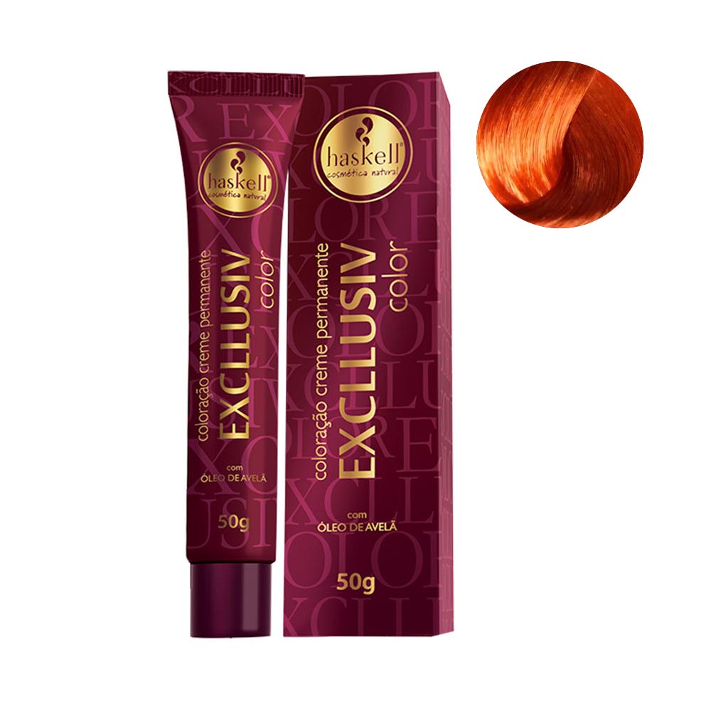 Encontraproduto.com.br - Tinta Excllusiv Color 50g 7.44 Louro Med Cobre Intenso - Haskell
