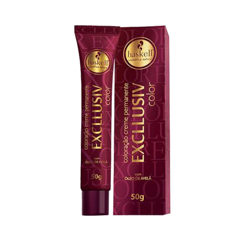 Encontraproduto.com.br - Tintura Haskell Excllusiv Color 5.56 Castanho Claro Acaju Avermelhado 50g