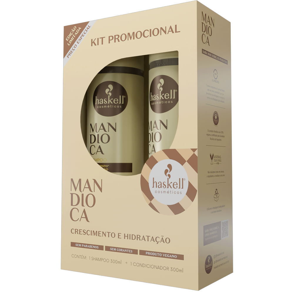Encontraproduto.com.br - Kit Mandioca Shampoo   Condicionador 300ml Haskell