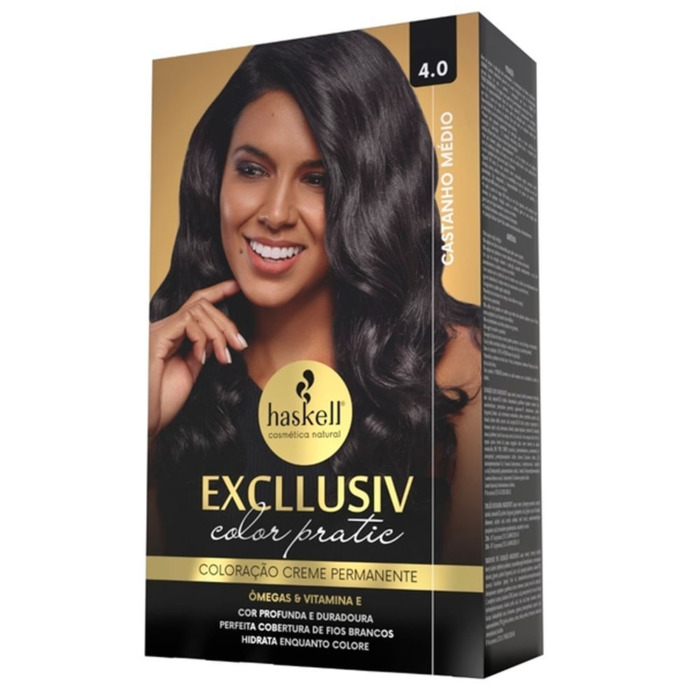 Encontraproduto.com.br - Coloracao Permanente Excllusiv Color Pratic 4.0 Castanho Medio - Haskell