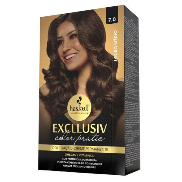 Encontraproduto.com.br - Coloracao Permanente Excllusiv Color Pratic 7.0 Louro Medio - Haskell