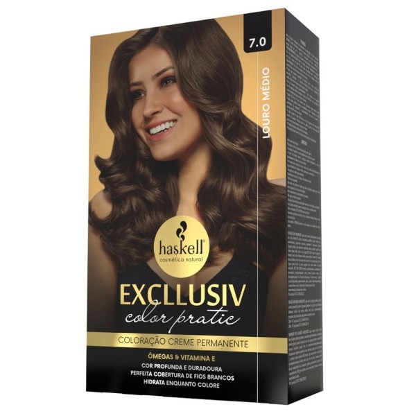 Encontraproduto.com.br - Coloracao Permanente Excllusiv Color Pratic 7.0 Louro Medio - Haskell