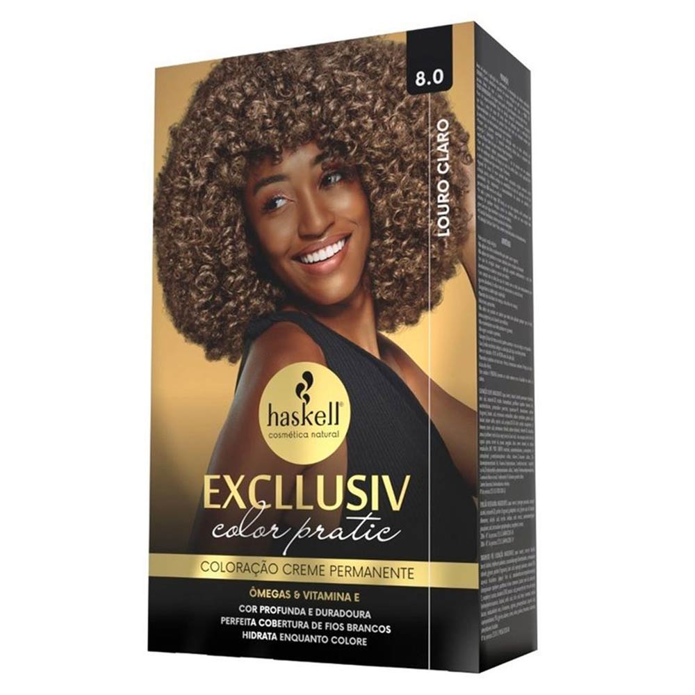 Encontraproduto.com.br - Kit Tintura Haskell Excllusiv Color Pratic Louro Claro 8.0
