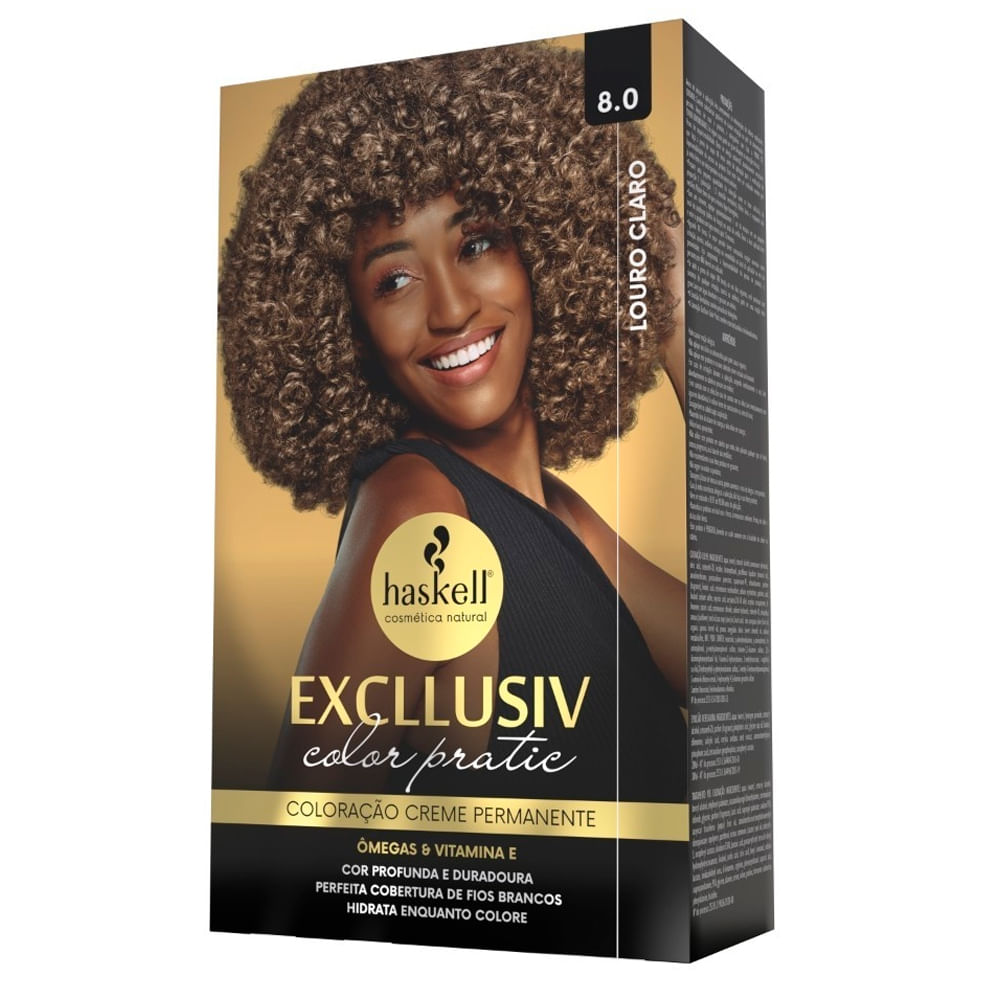 Encontraproduto.com.br - Kit Tintura Haskell Excllusiv Color Pratic Louro Claro 8.0