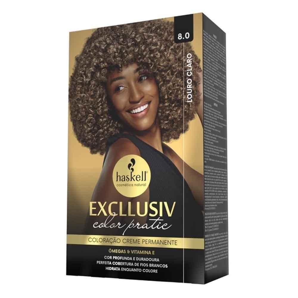 Encontraproduto.com.br - Kit Tintura Haskell Excllusiv Color Pratic Louro Claro 8.0
