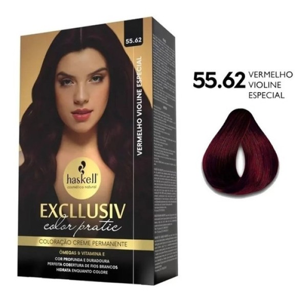 Encontraproduto.com.br - Kit Tintura Haskell Excllusiv Color Pratic Vermelho Violine 55.62
