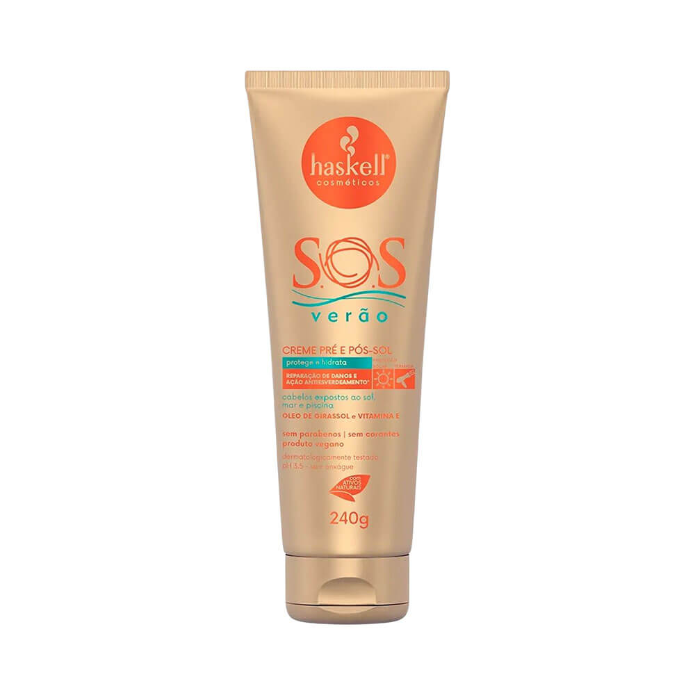Encontraproduto.com.br - Kit Shampoo 300ml + Creme Pre e Pos Sol 240g Sos Verao - Haskell