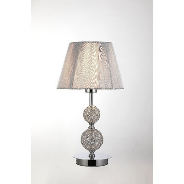 Encontraproduto.com.br - Abajur Cromado com Cristais e Cúpula Seda Bella Light Bivolt