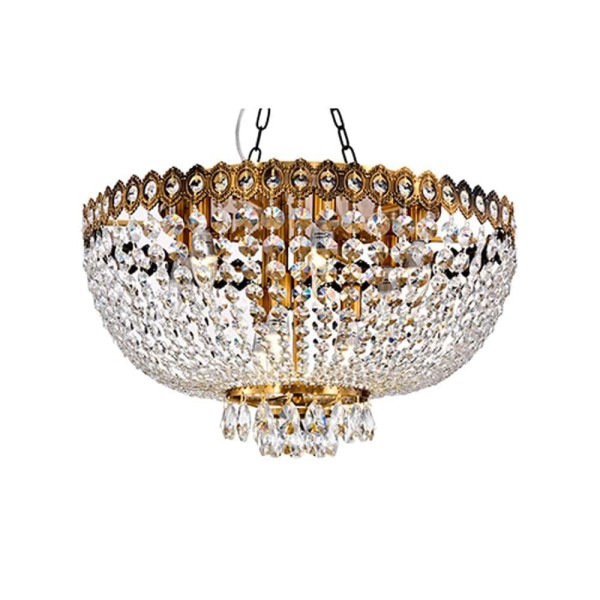 Encontraproduto.com.br - Plafon Cristal Sobrepor Redondo 60cm Urano Ouro Bivolt