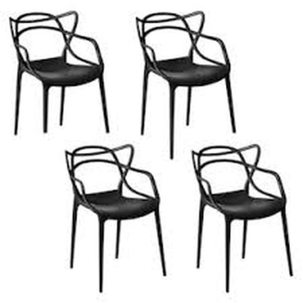 Encontraproduto.com.br - Kit Com 4 Cadeira Allegra Masters 100% Polipropileno Preta
