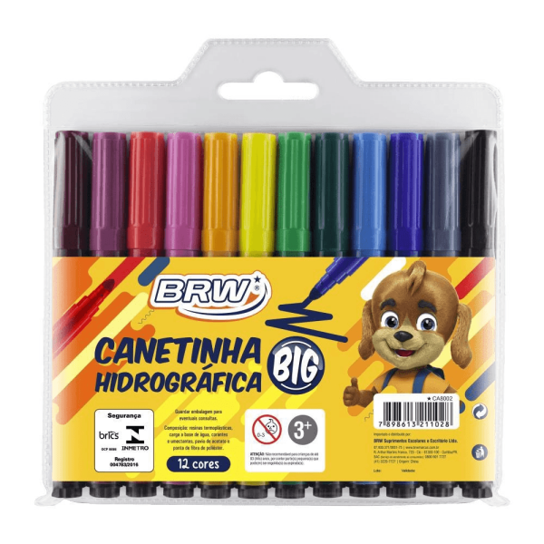 Encontraproduto.com.br - CANETINHA JUMBO 12 CORES BRW