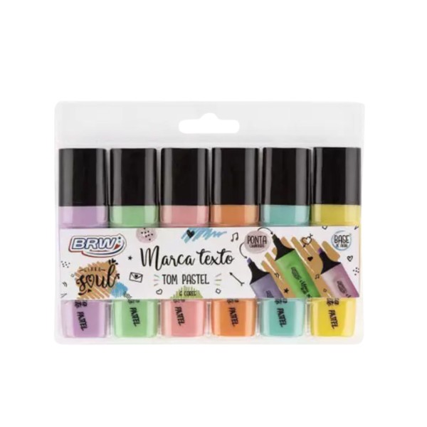 Marcador de Texto BRW Pastel - 6 Cores