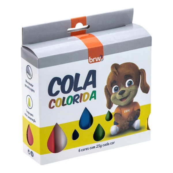 Encontraproduto.com.br - Cola Colorida Líquida Caixa Com 6 Cores 25g Brw Tradicionais