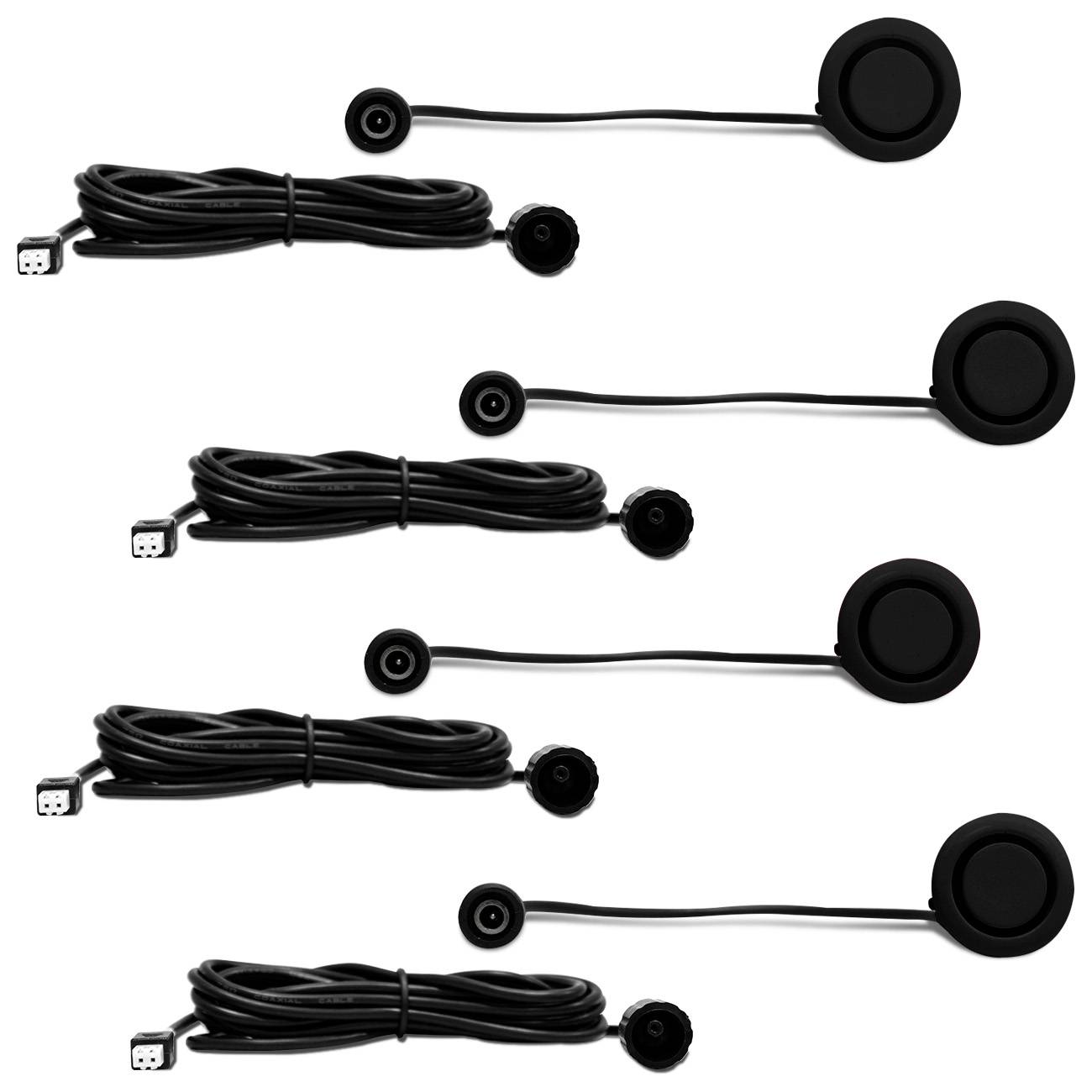 Encontraproduto.com.br - Sensor Estacionamento 4 Pontos Preto Fosco Universal Display Led Colorido Meia Lua Slim