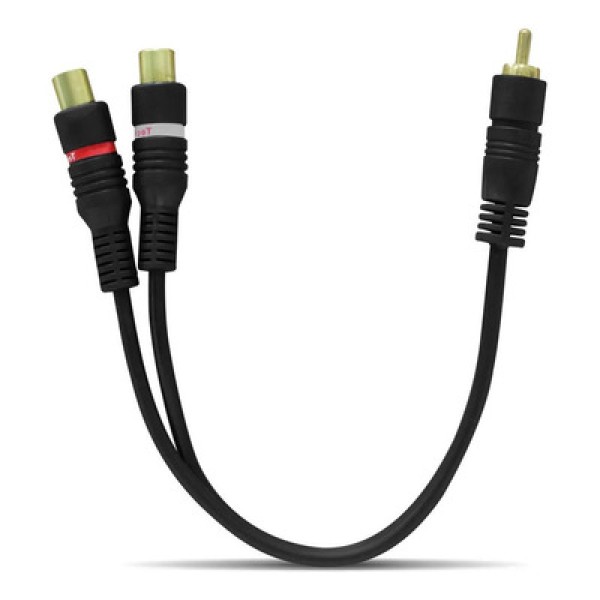 Encontraproduto.com.br - Cabo RCA Y 1 Macho 2 Fêmeas 4mm Blindado Conector Banhado a Ouro Revestido em Plástico Tech One