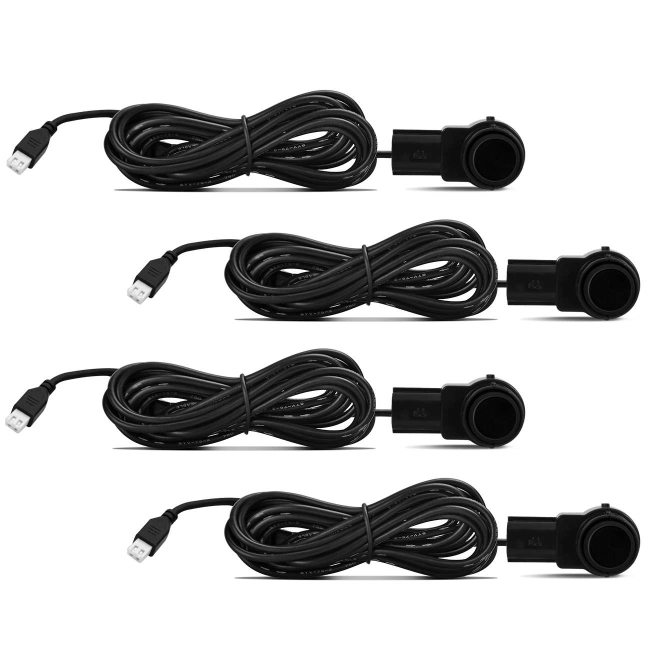 Encontraproduto.com.br - Sensor de Estacionamento 4 Pontos Com Display Colorido Meia Lua Slim Preto Brilhante