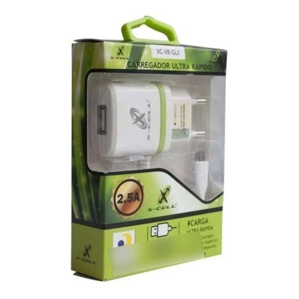 Encontraproduto.com.br - Carregador V8 Micro Usb 2.8A Com 1 Usb Xc-V8 Glx