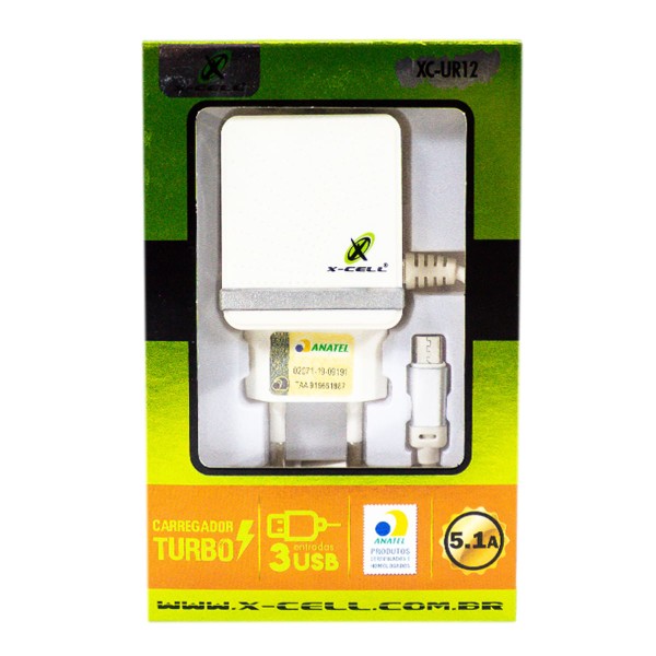 Carregador Micro Usb Turbo 5.1A C 3 Usb Xc-Ur12