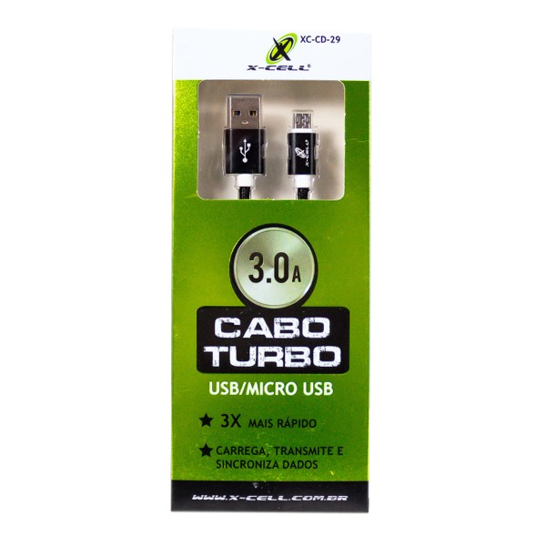 Encontraproduto.com.br - Cabo De Dados Usb Mod Micro Usb 3.0A 1.5M Nylon Prata Xc-Cd-29-Pt