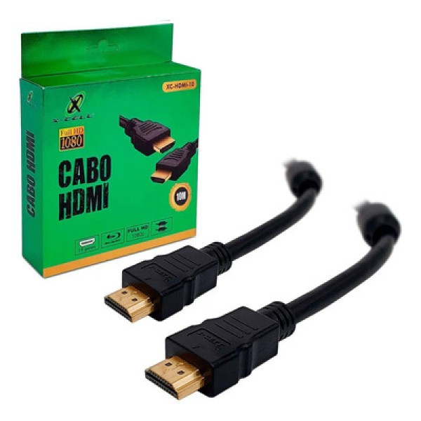 Encontraproduto.com.br - Cabo Hdmi X-cell, Full Hd, Com Filtro, Emborrachado, 1.4v, 10m, Preto - Xc-hdmi-10
