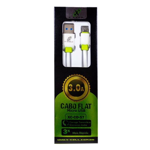 Cabo De Dados Flat Usb Micro Usb 3.0A 2M Xc-Cd-57