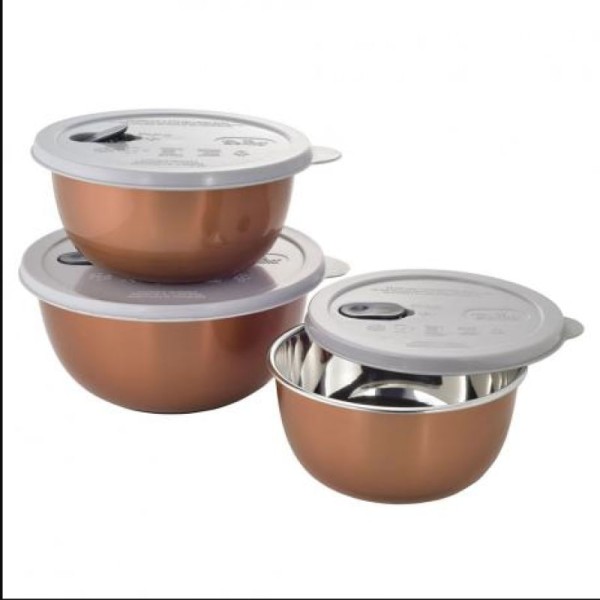 Encontraproduto.com.br - Jogo De Potes Para Micro-Ondas 3 Peças Bronze - Mimo Style