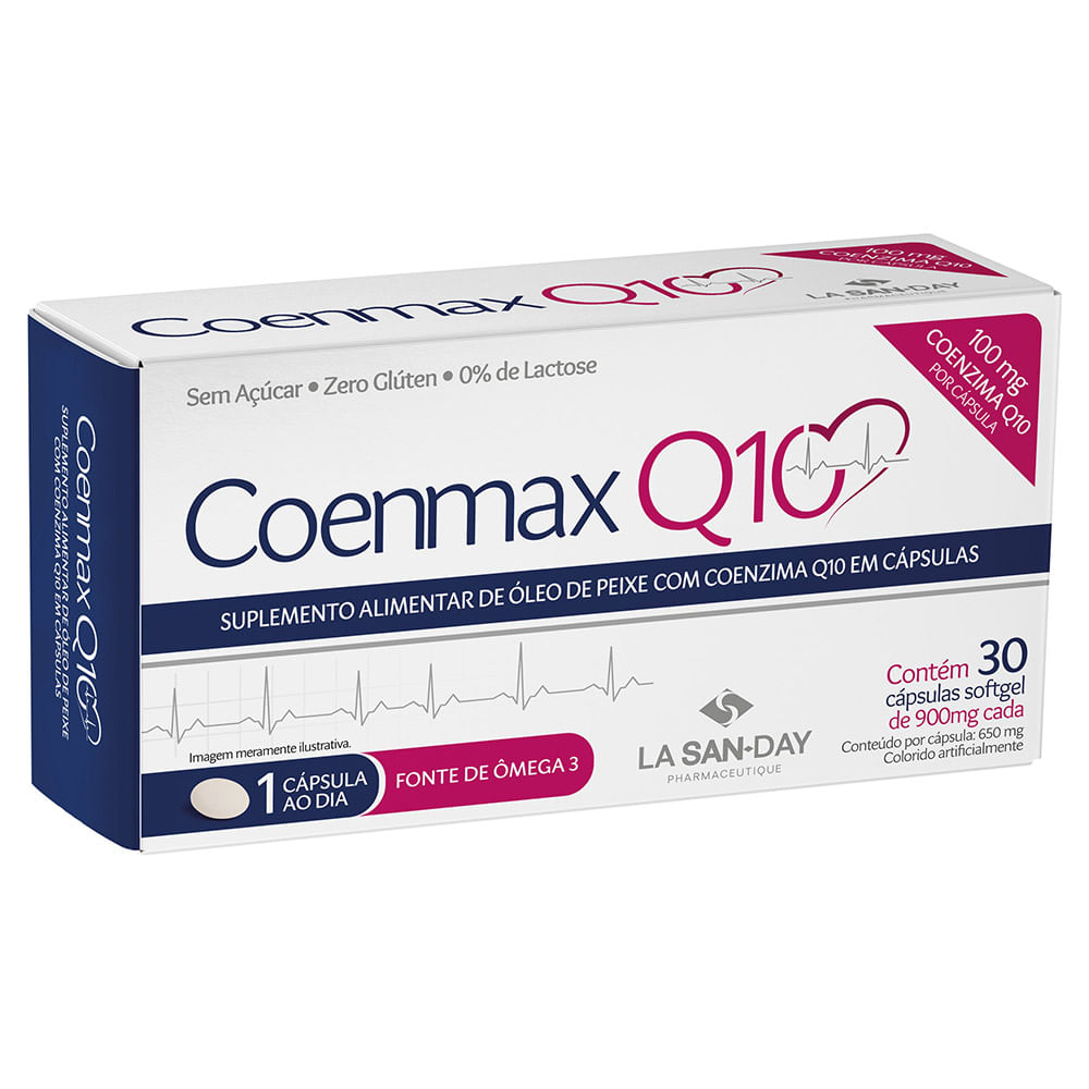 Encontraproduto.com.br - Coenmax Q10 900mg La San Day Com 30 Cápsulas