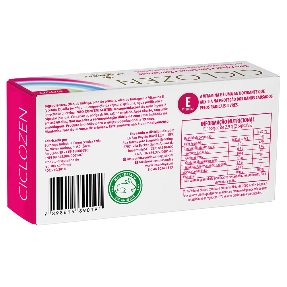 Encontraproduto.com.br - Ciclozen La San-day Com 30 Cápsulas