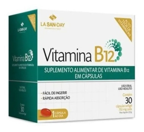 Vitamina B12 750mg Lasanday Com 30 Capsulas Softgel