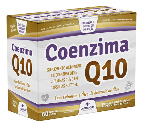 Coenzima Q10 Lasanday Com 60 Capsulas 750mg