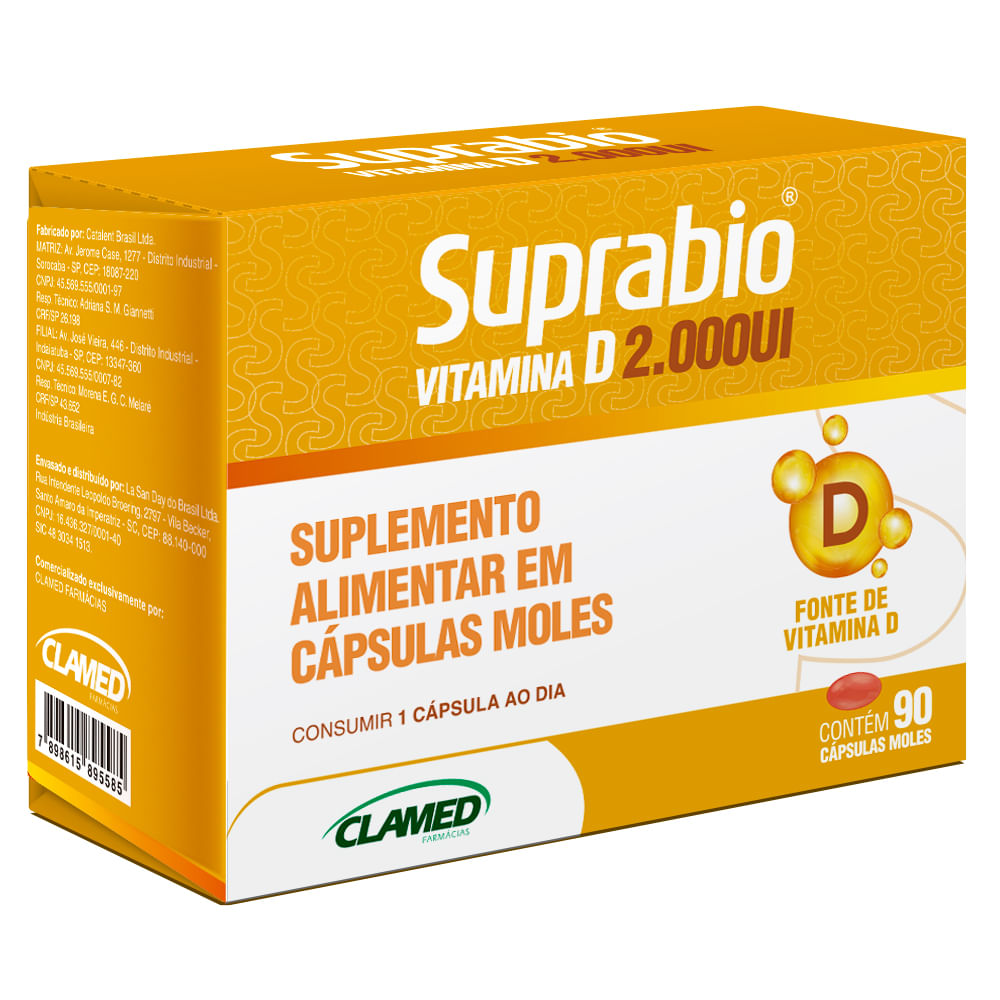 Encontraproduto.com.br - Suprabio Vitamina D 2000ui Com 90 Capsulas