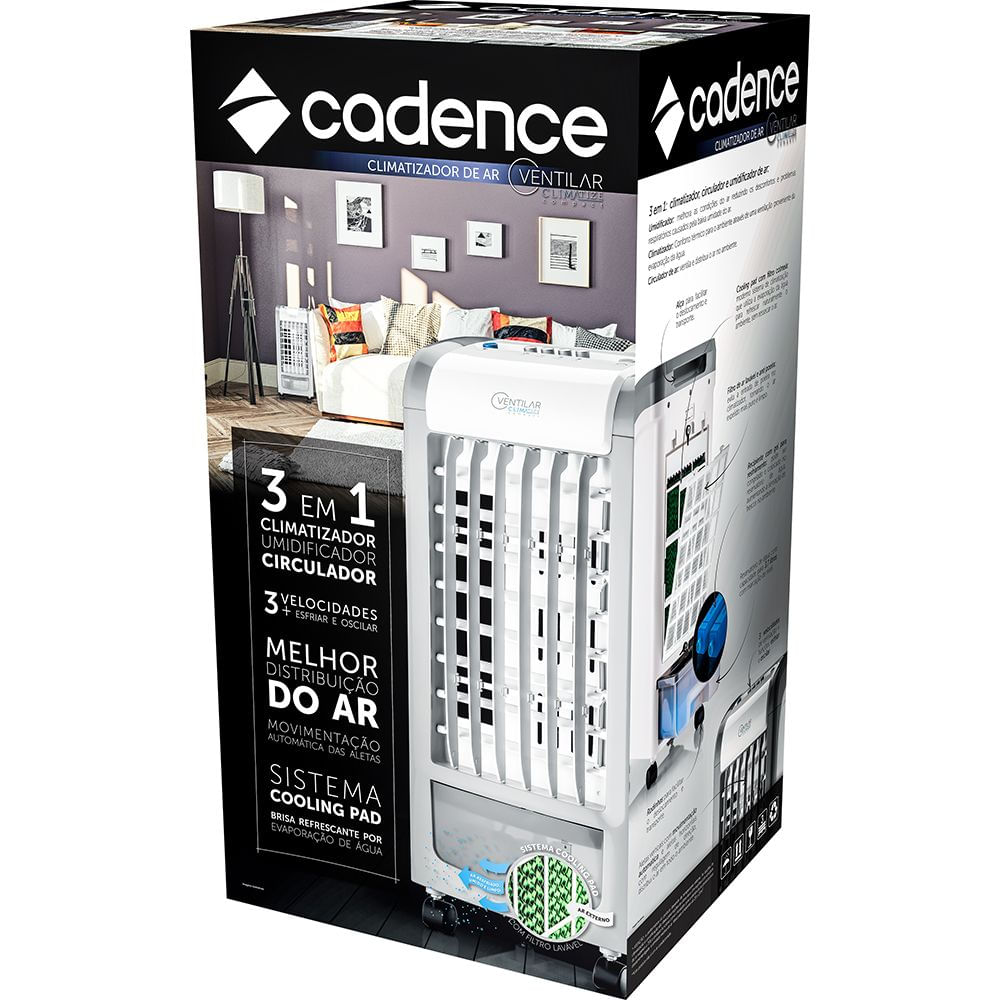 Encontraproduto.com.br - Climatizador de Ar Portátil Cadence CLI302, Ar Frio, 3,7L, 3 Vel - 110V