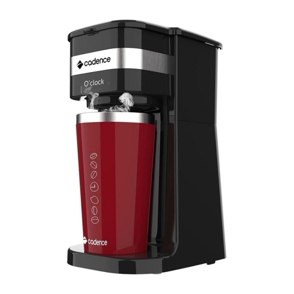 Cafeteira Elétrica Cadence O’clock com Copo Térmico Preta e Vermelha CAF205 – 127 Volts