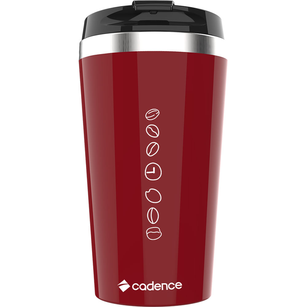 Encontraproduto.com.br - Cafeteira Elétrica Cadence O’clock com Copo Térmico Preta e Vermelha CAF205 – 127 Volts