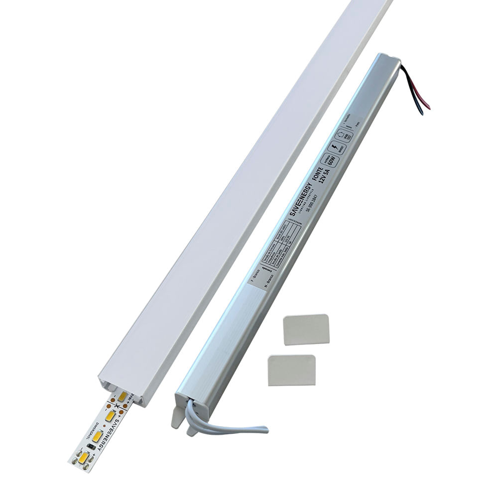 Encontraproduto.com.br - Perfil de Led de Sobrepor Save Energy LLS Flex II 2 Metros com LED 3000K Luz Amarela