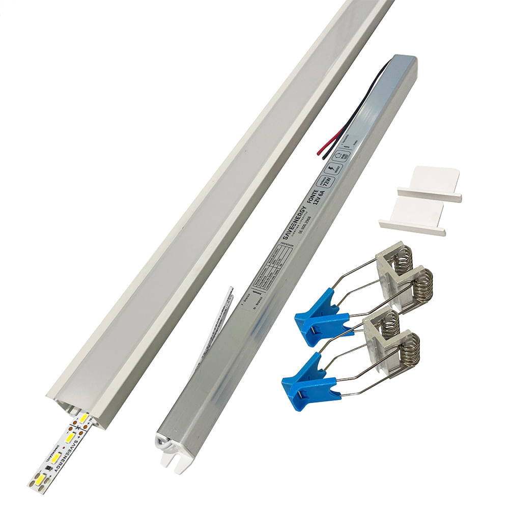 Encontraproduto.com.br - Perfil de Led de Embutir Save Energy LLS Flex II 3 Metros com LED 3000K Luz Amarela