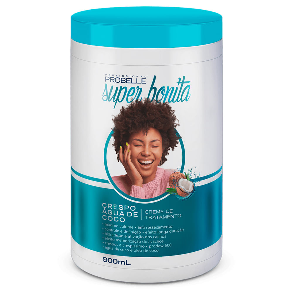 Creme Tratamento Capilar Probelle Super Bonita Crespo Água de Coco de 900ml