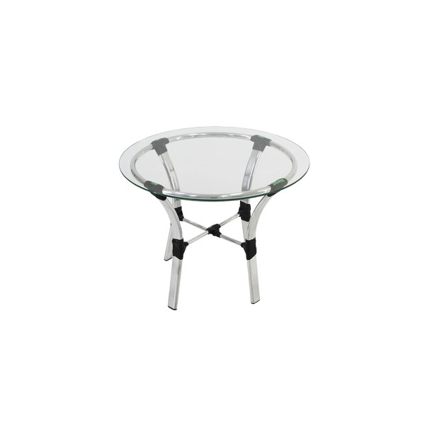 Encontraproduto.com.br - Mesa de Centro Garden Alumínio Artesanal Polido Preta com Vidro 0,60 x 0,60 cm - Famais
