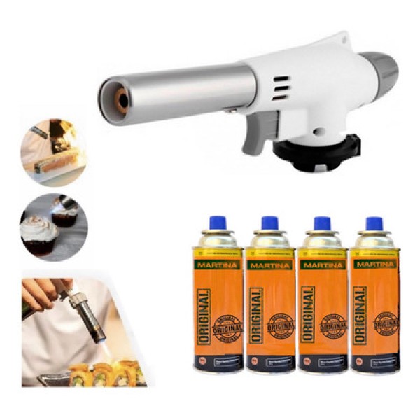Prepare pratos deliciosos e criativos com este maçarico culinário. O maçarico é feito em aço inoxidável e possui chama regulável para atender a diferentes necessidades.