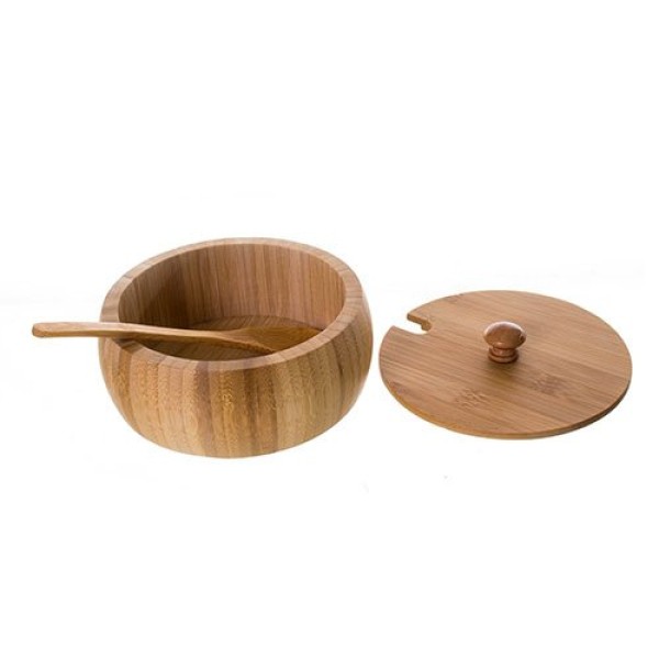 Encontraproduto.com.br - Farinheiro com Tampa e Colher Ecokitchen Bambu 14 cm - Mimo Style - BM19129