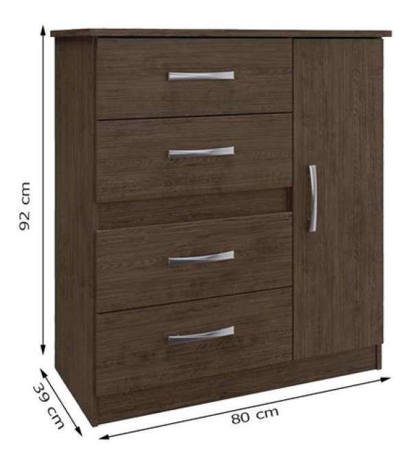 Cômoda 4 Gavetas 1 Porta Caribe Doripel